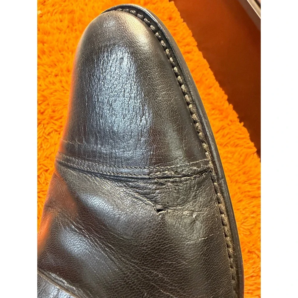 Gucci Mens Black Leather Cap Toe Loafers Dress Shoes Italy 108444 Size 11 D